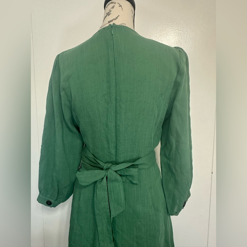 Lulus Draper’s Dream Retro Green Wrap Dress with Buttons NWT - Picture 11 of 16
